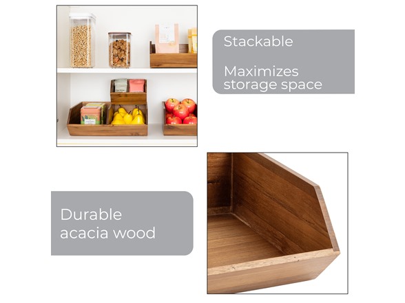 Smart Design Stacking Acacia Market Bin