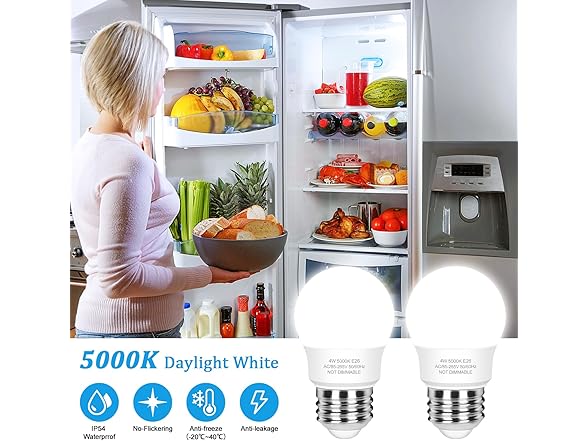 Brightever 3-Pk A15 Refrigerator Light Bulb