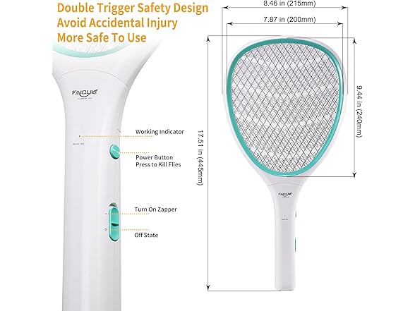 Faicuk 2 Pack Bug Zapper Racket