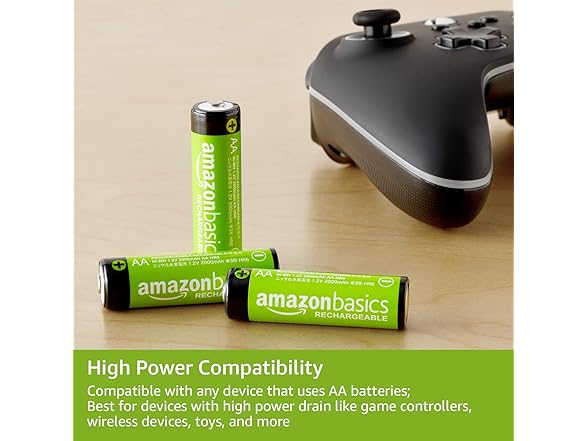 (4 PACK) AmazonBasics 2400mAh NiMH Rechargeable AA Batteries