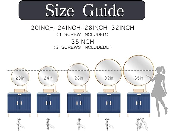 KIAYACI Round Wall Mirror Gold, 28"