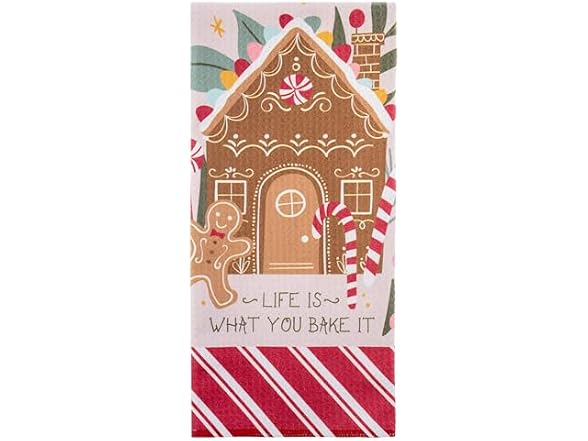 Karma, Holiday Colorful Microfiber Tea Towel, Gingerbread