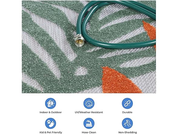 Superior Modern Tropical Leaves Coastal Indoor Outdoor Rug