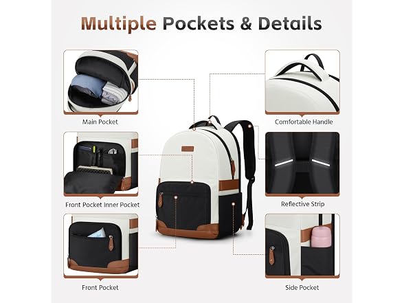 RealCool 15.6-17.3" Laptop Backpack, 31L- Beige Black