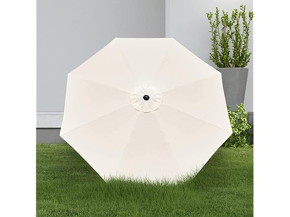 YSSOA 9' Patio Umbrella with 8 Sturdy Ribs, Beige