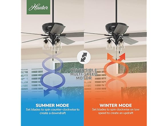 Hunter Fan 54-inch w/ Light and Pull Chain, Refurbished