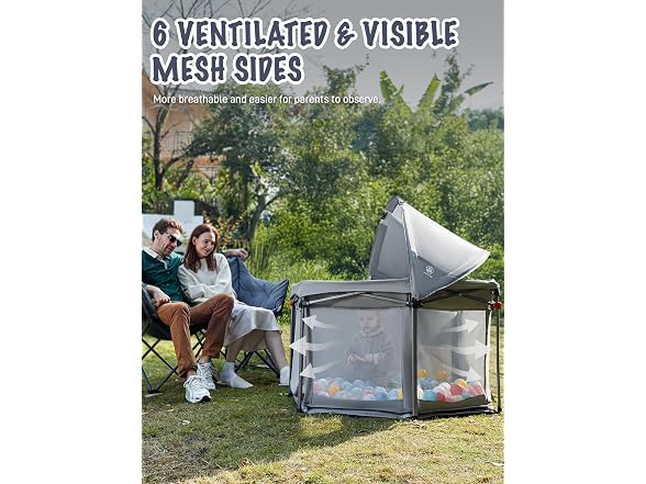 EVER ADVANCED Foldable Baby Playpen with 3cm Mat