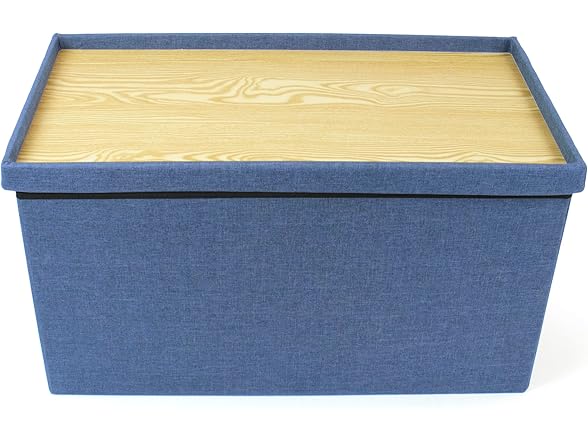 Humble Crew Ryan Tray Coffee Table Ottoman with Storage, Navy