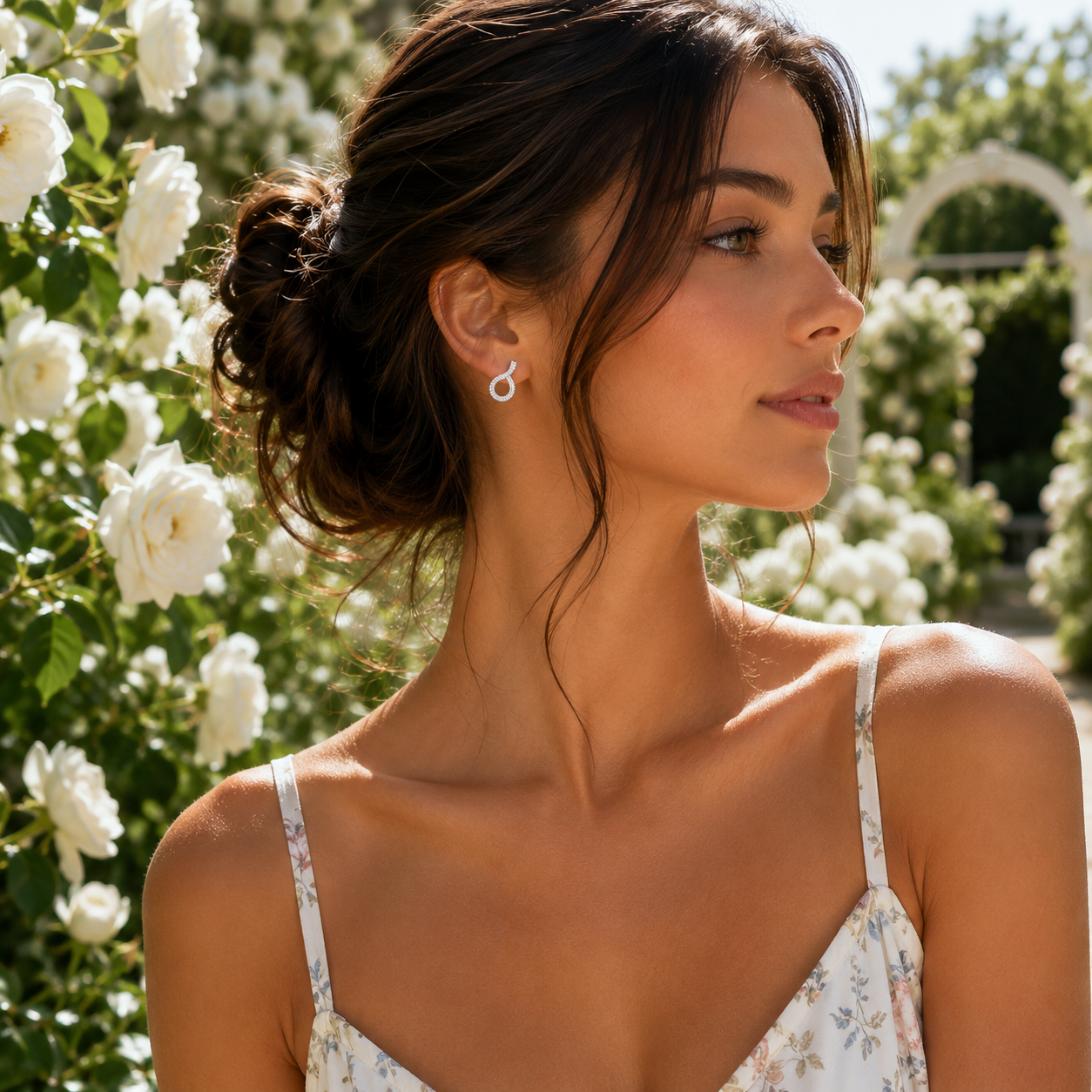 Silver Twisted CZ Drop Earrings - Gallery 6