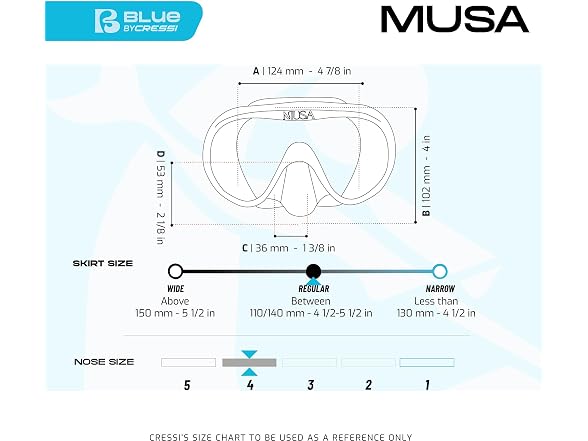 Cressi Musa Frameless Dive Mask, Blue Navy