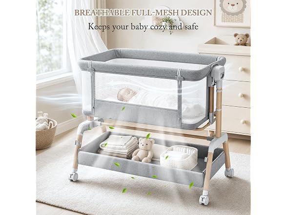 Bolmen Grey Rocking Bassinet Bedside Sleeper