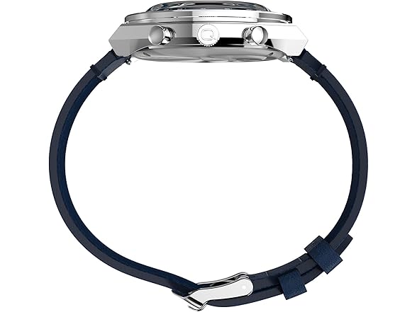 Timex Men Q 40mm Watch Black Strap Blue Dial