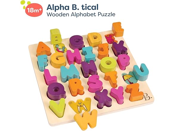 B. toys Alpha B. Tical Wooden Alphabet Puzzle