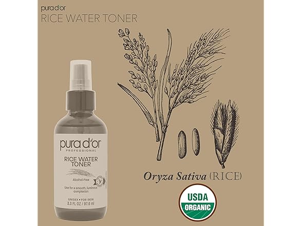 PURA D'OR 3.3 Oz Rice Water Facial Toner