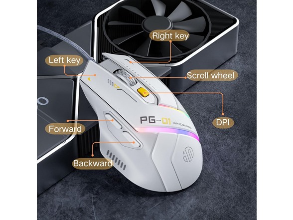 Uineer 2 Pack Lightweight Gaming Wired Mouse White