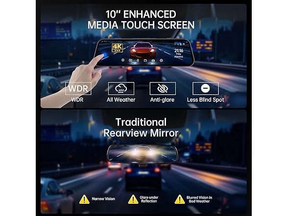 Veement 4K Rear View Mirror Camera | 10in