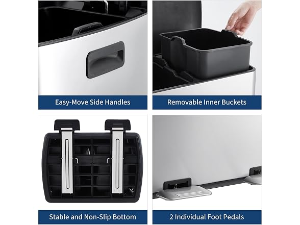 PrecisionAuto Step-On Recycling Bin Silv