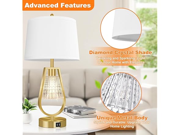 VerRon Set of 2 Touch Table Lamps