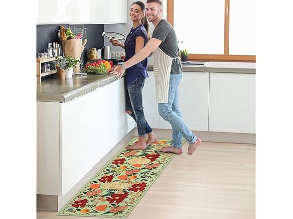 ROTTOGOON W0766 Floral Hallway Runner Rug 2'x6' Green