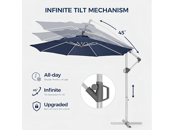 Fangflower 10FT Offset Patio Umbrella, Blue