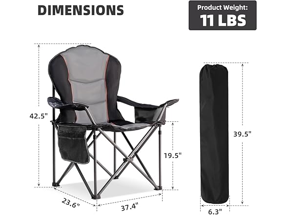 Foristrail Large Camping Chair with Side Table