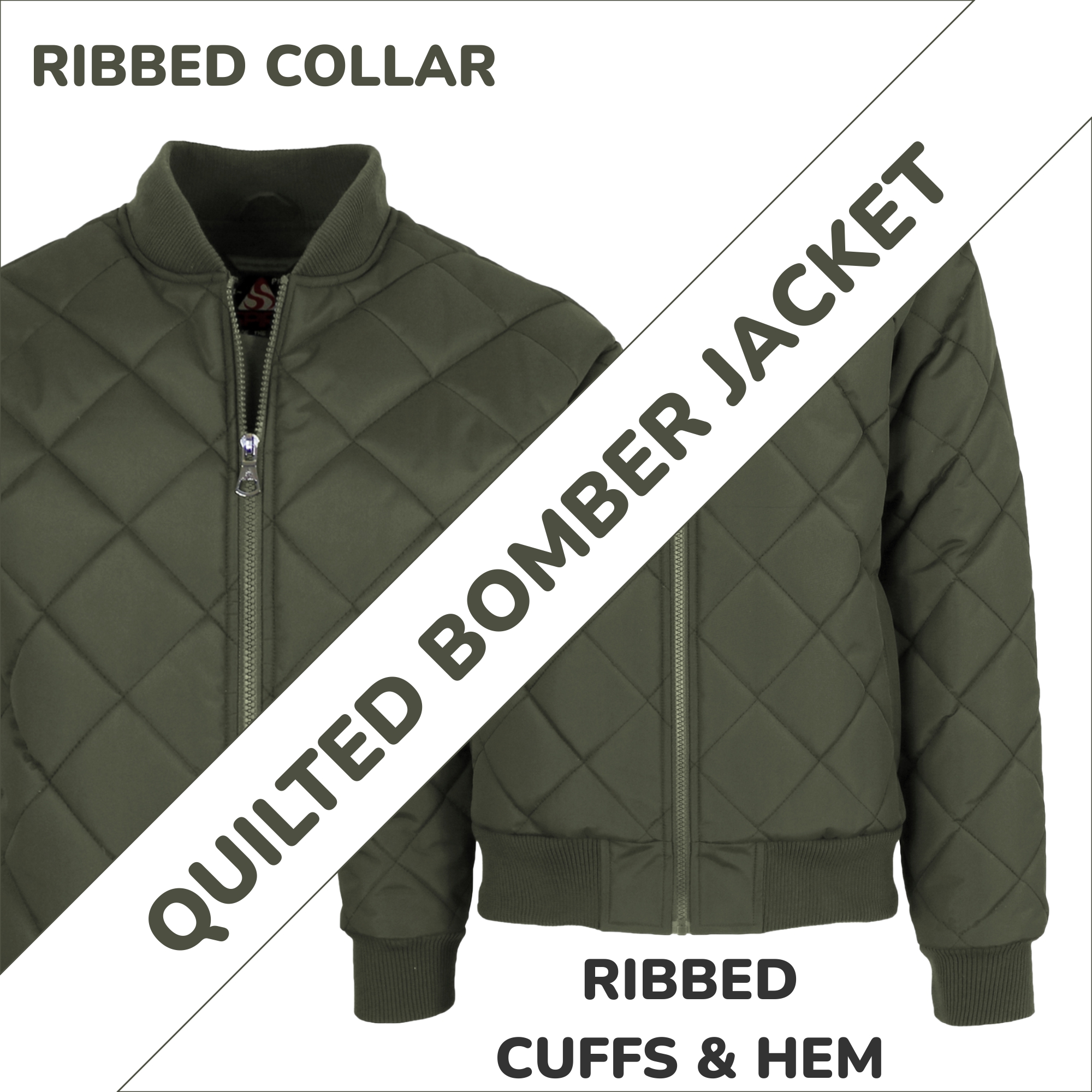 Mens Heavyweight Quilted Bomber Jacket - Gallery 18