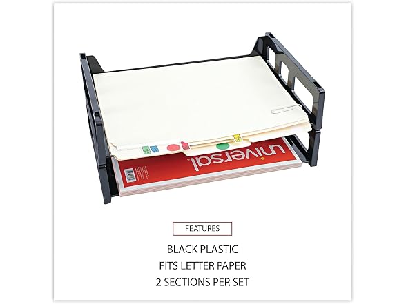 UNV08100 Universal Side Load Letter Desk Tray, Black