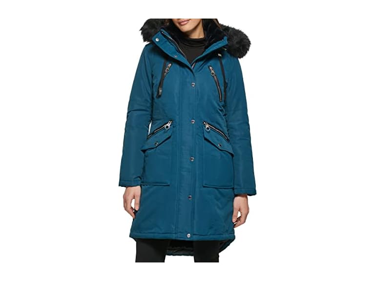 GUESS Women's Long Anorak Coat, Tea, Medium