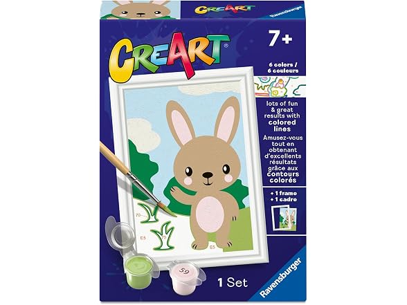 Ravensburger CreArt Cute Bunny Paint‑by‑Number Kit
