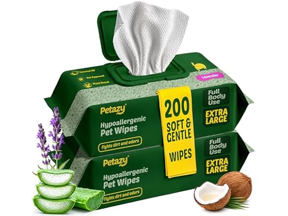 Petazy Pet Wipes for Dogs & Cats (200Ct)