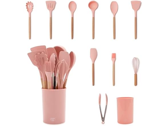GreenLife 11 Piece Silicone Utensil Crock Set