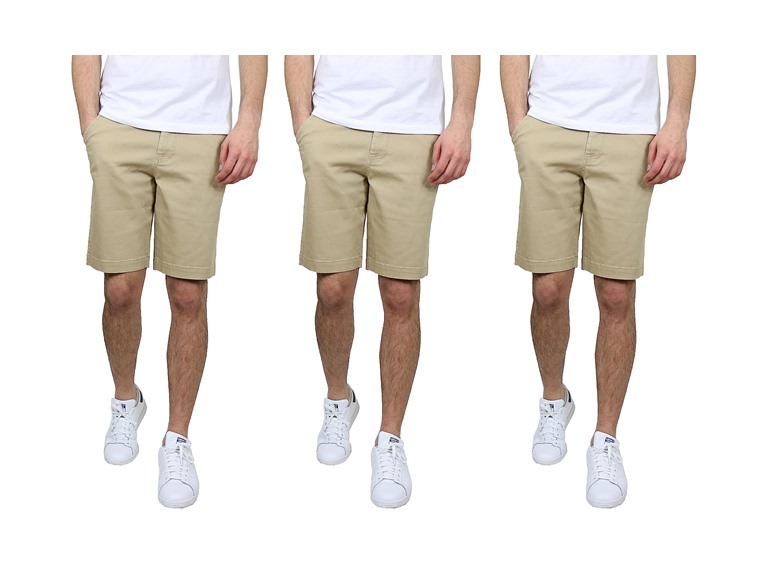 3-Pack Men's Slim Fitting Cotton Flex Stretch Chino Shorts (Sizes, 30-46)