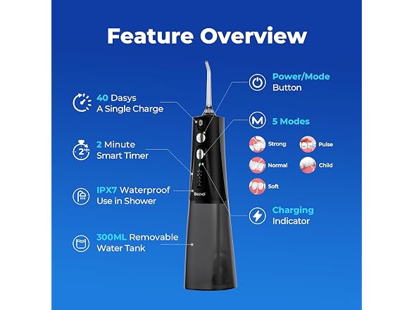 Water Flosser Teeth Pick, 300Ml Tank, 5