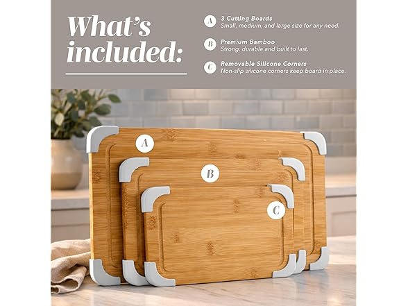 COOK WITH COLOR Non-Slip Cutting Board Set 