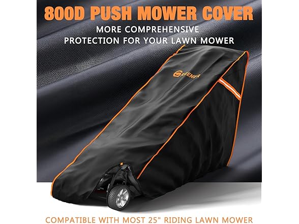 GREENER Lawn Mower Cover, Heavy Duty 800D, Black