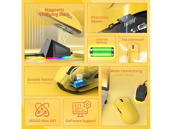 LTC  Ultralight Wireless Gaming Mouse with RGB Dock