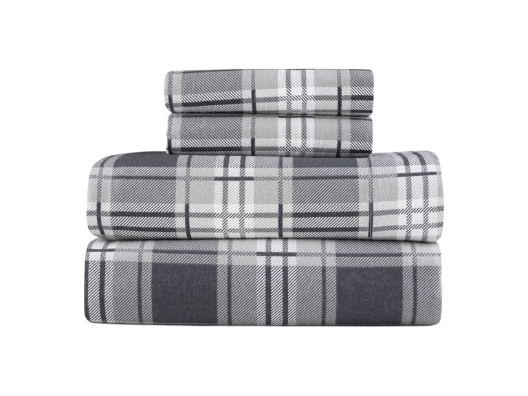 100% Turkish Cotton Plaid Flannel Sheet Set - Gallery 27
