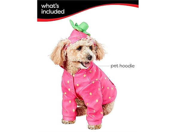 Rubies Strawberry Pet Hoodie Costume, XL