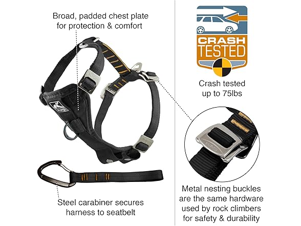 Kurgo Tru-Fit Dog Car Harness - Black XL
