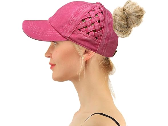 C.C (OS) Ponytail Criss Cross Messy Buns Pink