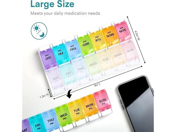 Sukuos Sukuos AM PM Weekly Pill Organizer 2 Tim