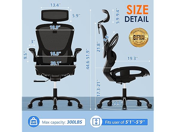GABRYLLY Office Desk Chair w-Flip Up Arms