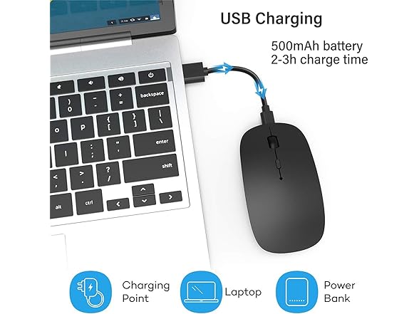 Aigeer Wireless Bluetooth Mouse USB C