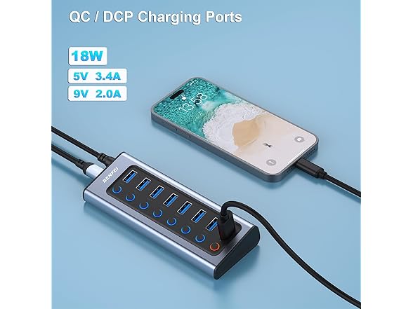 BENFEI 8-Port USB Hub w/Power