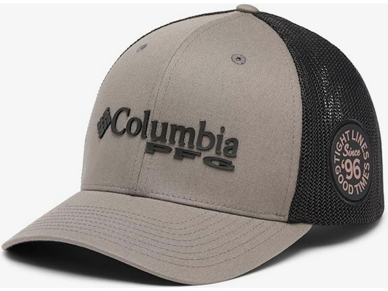 Columbia Unisex PFG Logo Mesh Ball Cap, Iron/Black, Large/X-Large