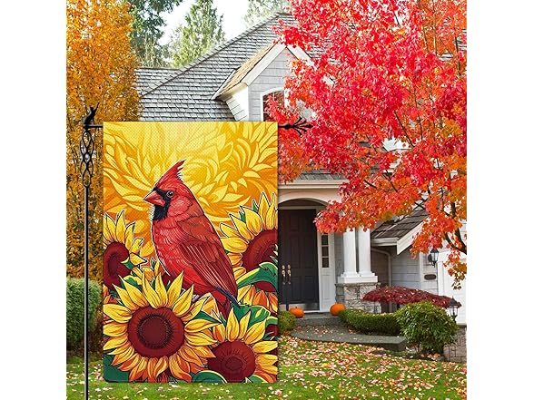 Fall Cardinal Garden Flag 12