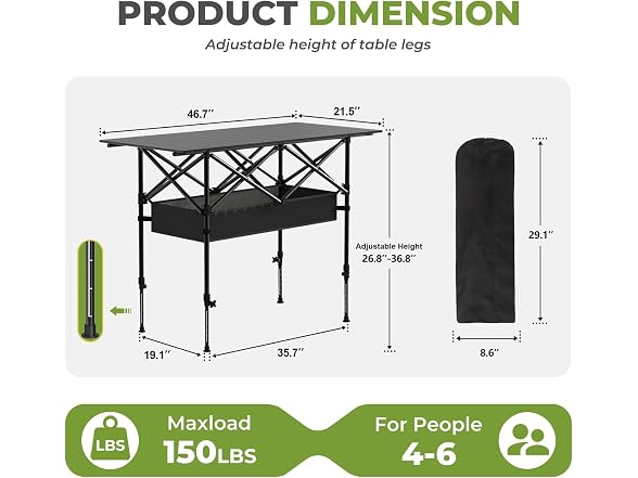 RootRise Folding Roll-Up Camping Table