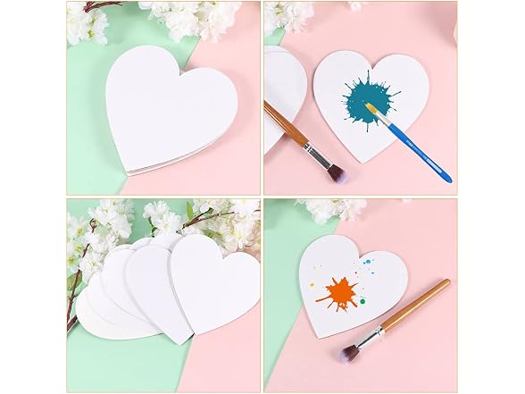 EXCEART Heart Shaped Canvas Boards 6 Pack