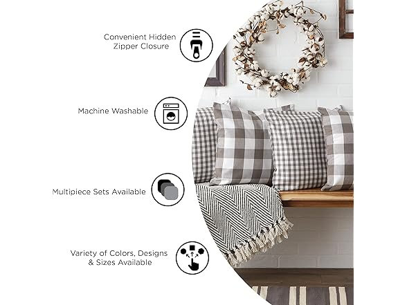 DII Throw Pillow Cover Recycled Cotton, 18"