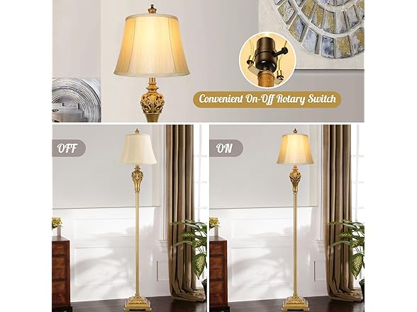 BesLowe Vintage Floor Lamp Brass Gold
